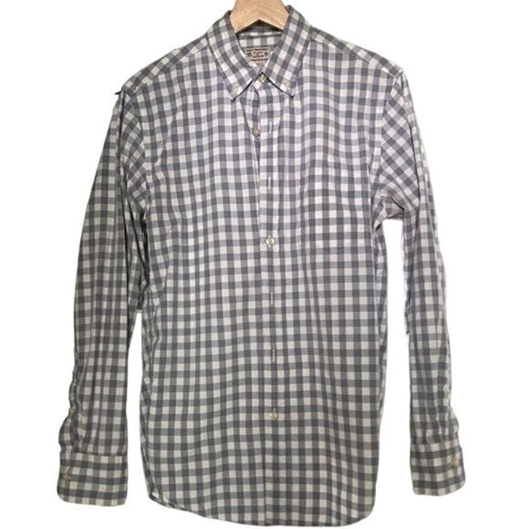 J. Crew Gray and White Check Cotton Button Down Long Sleeve Men’s Shirt Size S - Picture 4 of 13